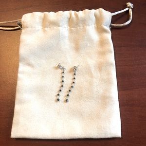 White gold and black diamond hanging earrings.